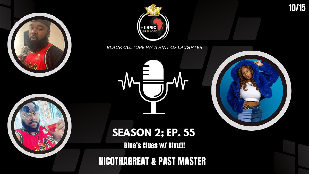 NicoThaGreat357's tweet photo. Is your #ashyass ready for the next episode of #ethnicishnmorepodcast w/ our very special guest @everythingblvu 

You already know @nicothagreat357 and @NobleAD357 aka #PastMaster about to bring yall that #POSTALPODCASTING, meaning rain, sleet or snow #WeInThisHoe!!!

Make sure you tune in live at 8:30 pm cst on #ethnicishnmoretv and @Soldierbyblood1 
.
.
.
.
#EthnicIshNMore #EthnicIshNMoreTV #BluesClues #Blvu #Dopeblackpod #dopeblackpods #dopeblackpodcasts #stlpodcast #singer #blackcontentcreators #fyp #explore