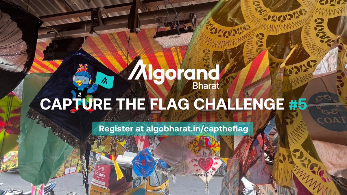 Hello hello — AlgoBharat Capture the Flag Challenge #5 is now LIVE! Crack the code, follow the clues, and produce the winning solution. Solve the challenge and secure your seat at the <a href="/AlgoFoundation/">Algorand Foundation</a> India Summit!  All the info you need to know is right here: