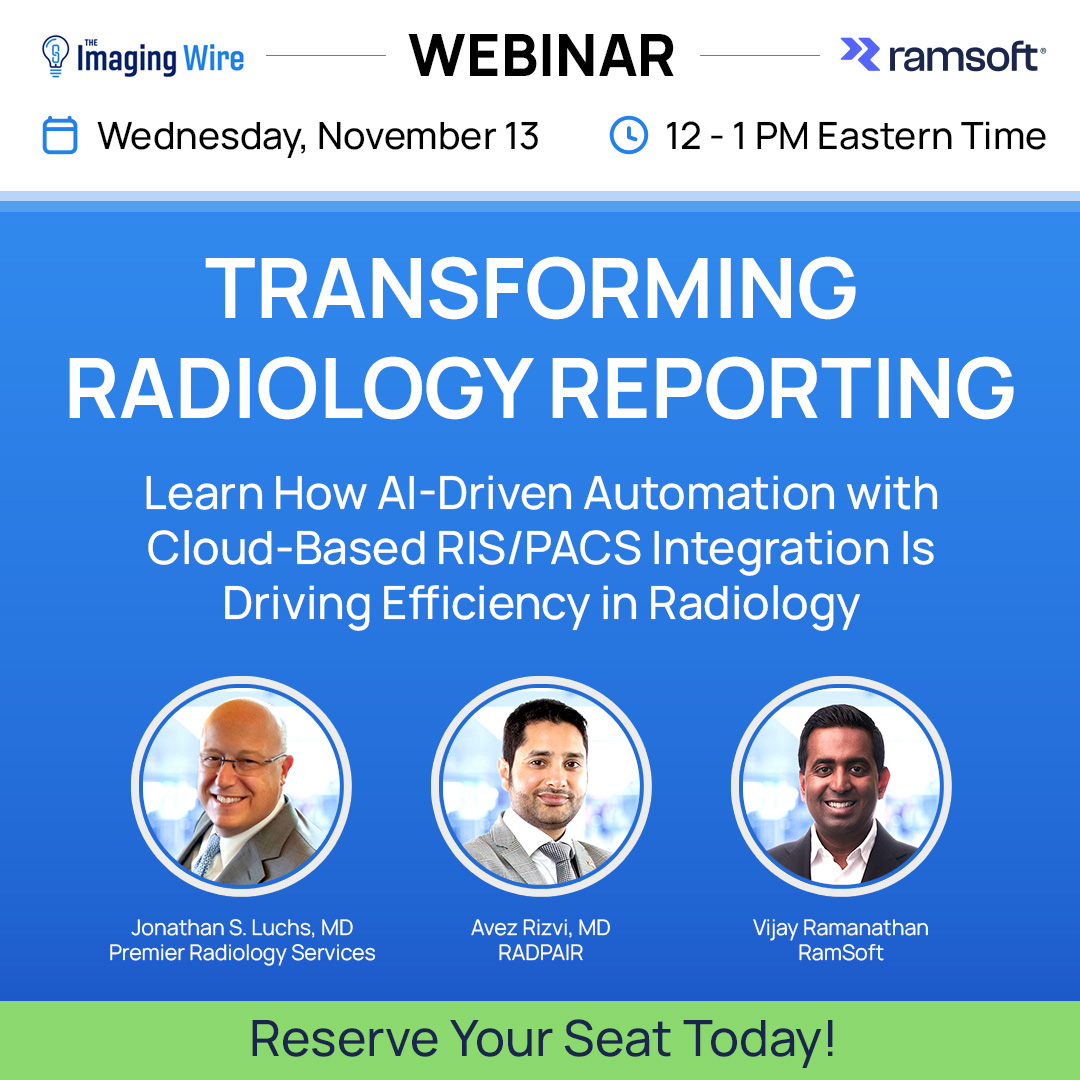 Announcing The Imaging Wire's first webinar: Transforming Radiology Reporting at 12 pm ET on Wednesday November 13! Reserve your spot today to learn about the technologies that are reshaping #radiology reporting at buff.ly/3YyhZlG.