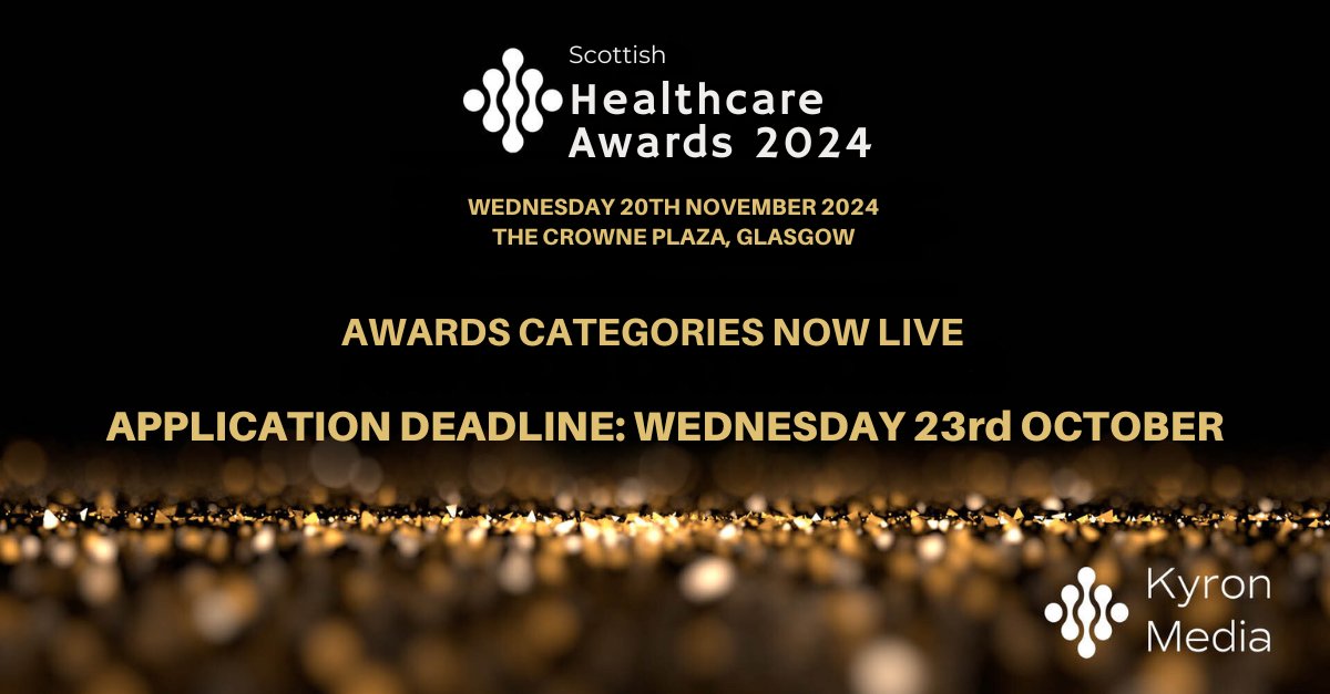 Final Reminder!🚨

The deadline for applications for the Scottish Healthcare Awards is tomorrow, Wednesday 23rd October. Don’t miss your chance to be recognised!

Submit your application before the deadline and showcase your achievements in healthcare.

🔗 kyronmedia.co.uk/scotland-healt…