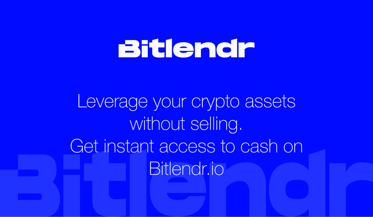 Instant fiat loans, no need to sell your crypto.   

With Bitlendr, you can leverage your crypto assets for fast cash without sacrificing your long-term crypto holdings. Keep your crypto, maintain your position in the market, and access liquidity when you need it.  

Bitlendr is