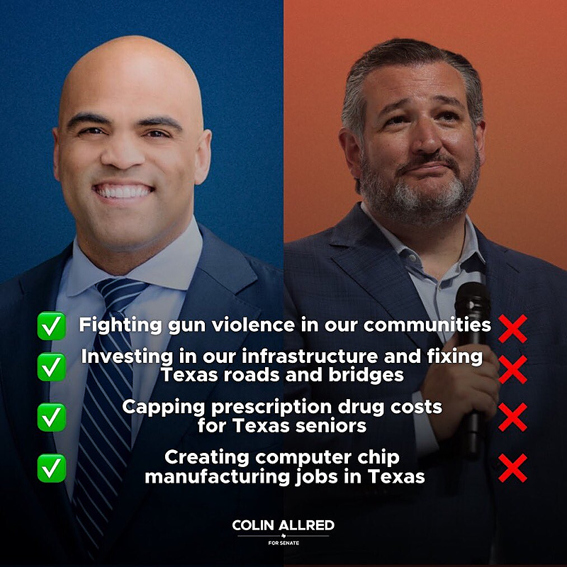 DemCastUSA's tweet image. Colin Allred is the only U.S. Senate candidate who will work to make lives better for Texans.

He will always work across the aisle to get things done. 

His record speaks for itself!

#BlueWaveRising