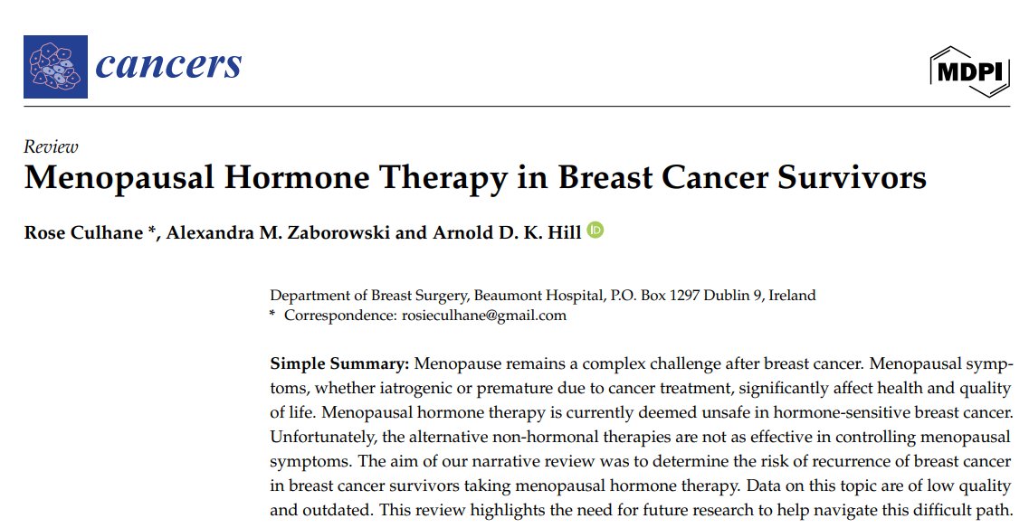 doctorneyro's tweet image. An increase in #breastcancer recurrence with #MHT observed in the early #randomizedtrials whilst no increased #risk of recurrence was reprted in th #observationalstudies

Remains a need to qntify MHTrelted #recurrencerisk in #patients wth favrable disease

mdpi.com/2072-6694/16/1…