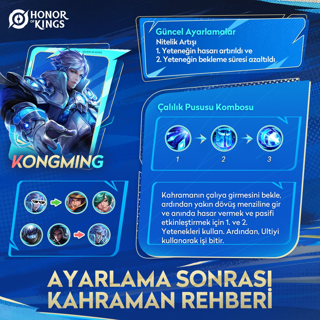 honorofkings_TR's tweet image. 📩 Yeni kahraman ayarlamalarına hemen göz at!
17 Ekim'de ayarlanmış olan bu üç kahramanların hangi yönden ayarlandığına bakın!

#hok #honorofkings #heroguide #heroadjustments