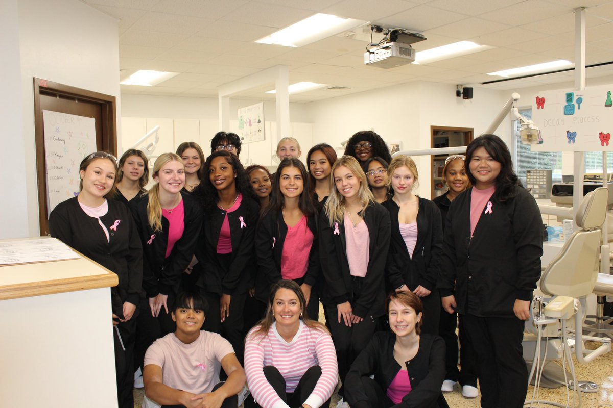 vbschools's tweet photo. To cap off the initiative, the entire school showed their support by wearing pink on Oct. 10 in solidarity with those affected by breast cancer.
We are so proud of their efforts! 💪 #VBCPSProud #TechCenterCares #BreastCancerAwareness #PinkForACause #StudentLeaders https://t.co/4rNH1XHr4E