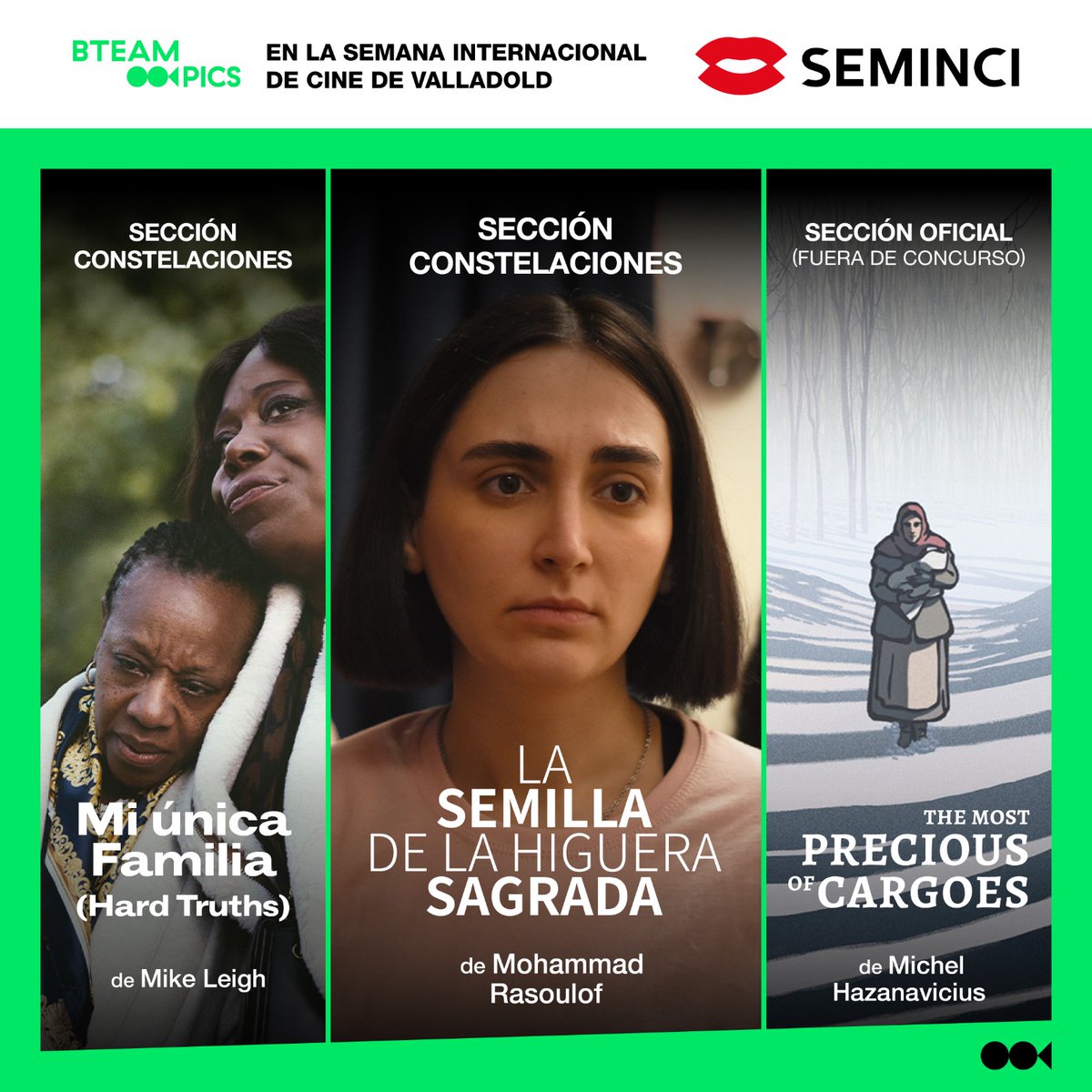 BTeamPictures's tweet photo. ¡Hola @SEMINCI!
🎬 #MiÚnicaFamilia (Hard Truths)
🎬 #LaSemillaDeLaHigueraSagrada
🎬 #TheMostPreciousOfCargoes
#Seminci #BteamPics https://t.co/Dt0OCzp5bU