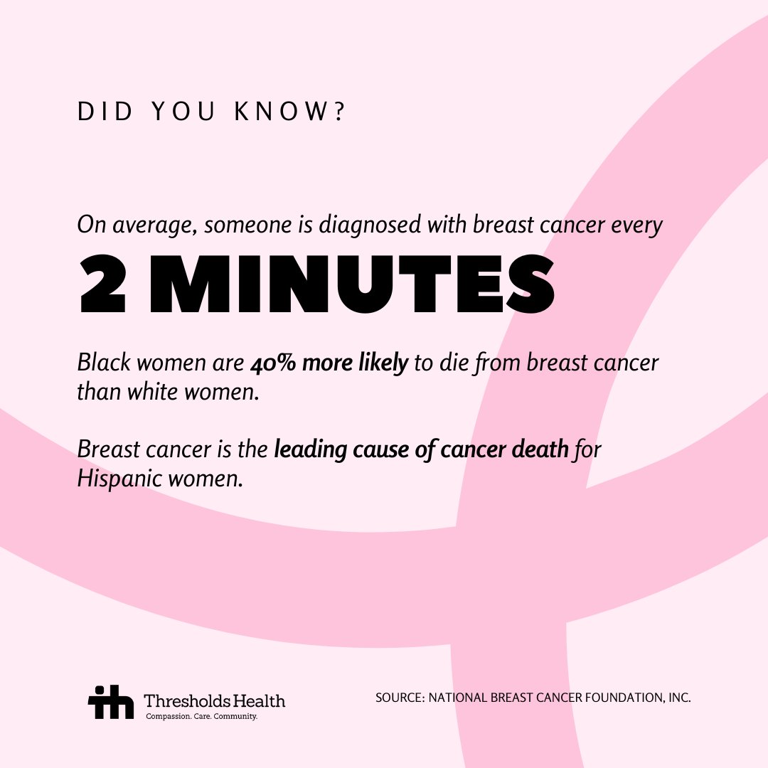 Thresholds_Hlth's tweet photo. October is #BreastCancerAwarenessMonth. Thresholds Health provides comprehensive women's health care, including #mammograms and cancer screenings. Find out more about our #womenshealth services on our website, https://t.co/7YvwhS46nu. https://t.co/dtj7IbSCqs