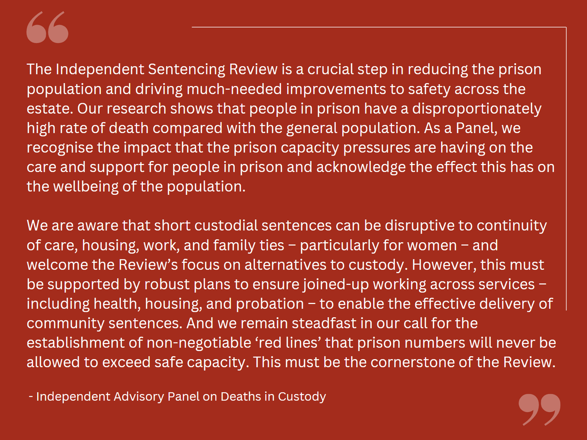 IAPDiC's tweet image. The @MoJGovUK's Independent Sentencing Review is a crucial step to improving safety. Read our full response below.