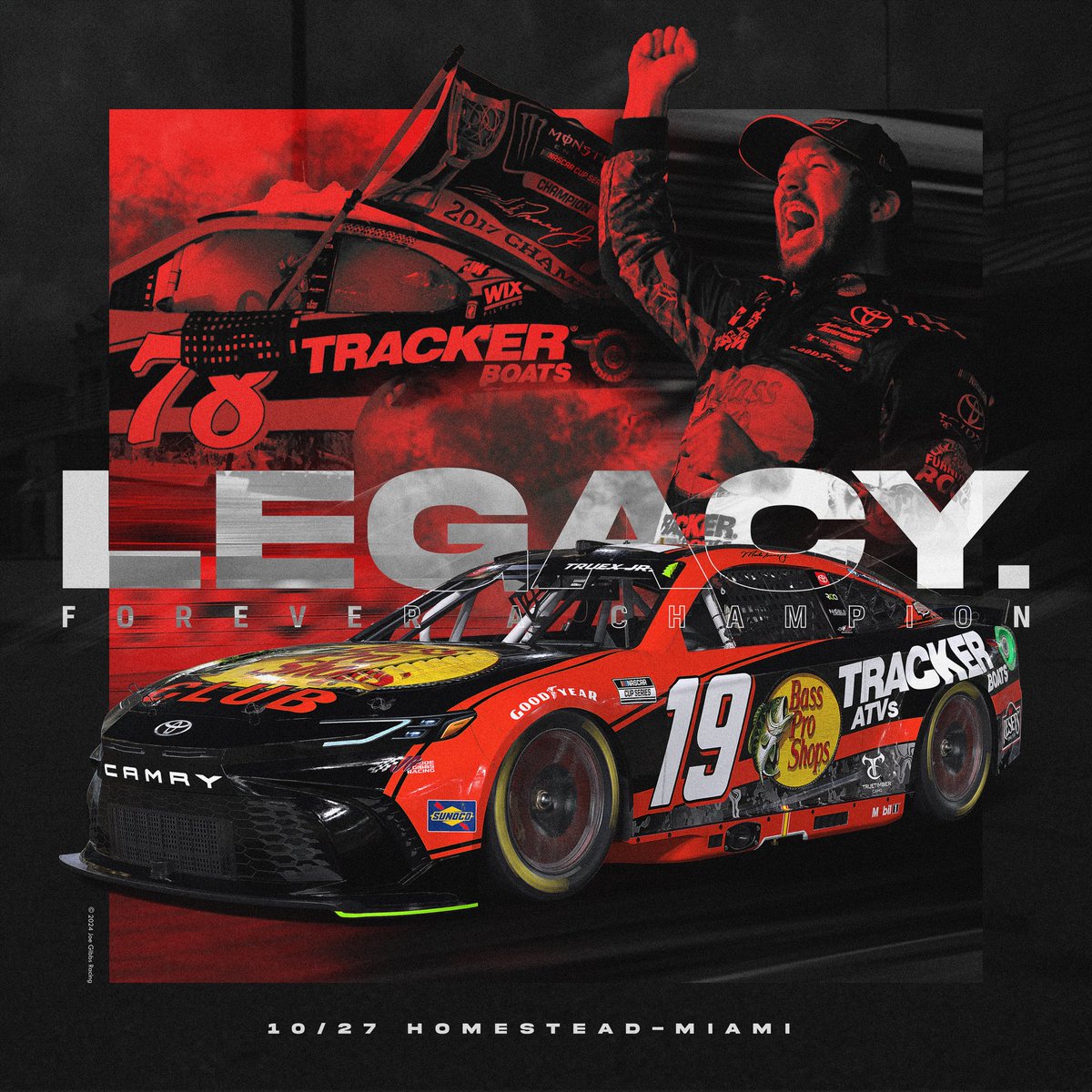 Forever a Champion 🏆

<a href="/MartinTruex_Jr/">Martin Truex Jr.</a> is running a <a href="/BassProShops/">Bass Pro Shops</a> throwback to his 2017 #NASCAR Cup Championship at Homestead.