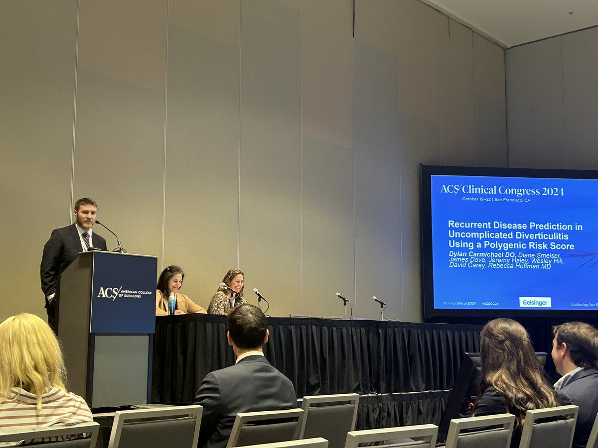 Becky Hoffman (@drbeckyhoffman) on Twitter photo Can a genetic risk help predict recurrence in uncomplicated diverticulitis? We think so! <a href="/GeisingerSurgEd/">Geisinger General Surgery Residency</a> #ACSCC24 Can a genetic risk help predict recurrence in uncomplicated diverticulitis? We think so! <a href="/GeisingerSurgEd/">Geisinger General Surgery Residency</a> #ACSCC24