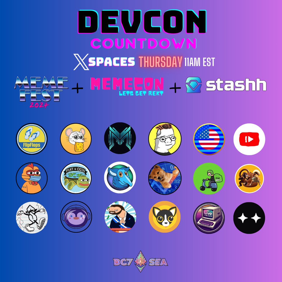 MemeFest (@memefestwtf) on Twitter photo DEVCON Memecoin Supercycle Countdown
Co-hosts <a href="/MEMECON_OMG/">MEMECON</a> & <a href="/StashhApp/">Stashh 💎</a>
x.com/i/spaces/1lPKq…
<a href="/flooz_xyz/">Flooz.xyz</a> <a href="/MEMETR0P0LIS/">MEMETROPOLIS</a> <a href="/ZoomerCoin/">ZOOMER (🚫,🧢)</a> <a href="/updogtoken/">What’s Updog?</a> <a href="/livetwitchsol/">Live Twitch</a> <a href="/Flatcoin_sol/">Flatearthcoin</a> <a href="/MSI_token/">MSI</a> <a href="/snarfyblue/">Snarfy Blue</a> <a href="/bekeleonsol/">$BEKELE</a> <a href="/GoFundTrump_/">GoFundTrump</a> @UToobCoin <a href="/BIRDFLUsol/">Bird Flu - $BIRDFLU</a> <a href="/ChihuahuaChain/">Chihuahua ($HUAHUA)</a> <a href="/cheddasolana/">Chedda 🐭</a> DEVCON Memecoin Supercycle Countdown
Co-hosts <a href="/MEMECON_OMG/">MEMECON</a> & <a href="/StashhApp/">Stashh 💎</a>
x.com/i/spaces/1lPKq…
<a href="/flooz_xyz/">Flooz.xyz</a> <a href="/MEMETR0P0LIS/">MEMETROPOLIS</a> <a href="/ZoomerCoin/">ZOOMER (🚫,🧢)</a> <a href="/updogtoken/">What’s Updog?</a> <a href="/livetwitchsol/">Live Twitch</a> <a href="/Flatcoin_sol/">Flatearthcoin</a> <a href="/MSI_token/">MSI</a> <a href="/snarfyblue/">Snarfy Blue</a> <a href="/bekeleonsol/">$BEKELE</a> <a href="/GoFundTrump_/">GoFundTrump</a> @UToobCoin <a href="/BIRDFLUsol/">Bird Flu - $BIRDFLU</a> <a href="/ChihuahuaChain/">Chihuahua ($HUAHUA)</a> <a href="/cheddasolana/">Chedda 🐭</a>