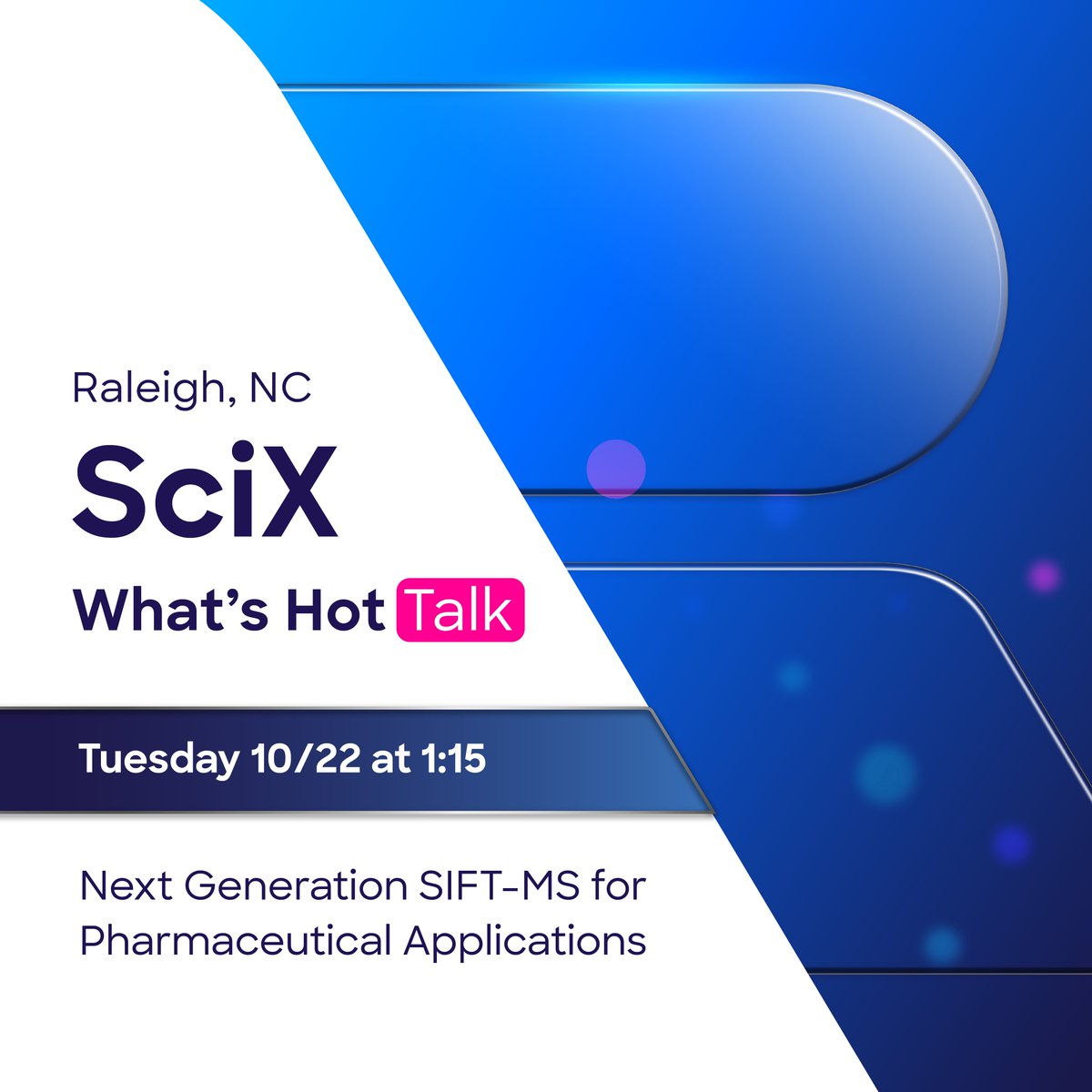 SyftTechs's tweet image. Attending SciX Conference in Raleigh? Stop by the seminar stage in the exhibit hall at 1:15 to learn about the advancements of next-gen SIFT-MS!