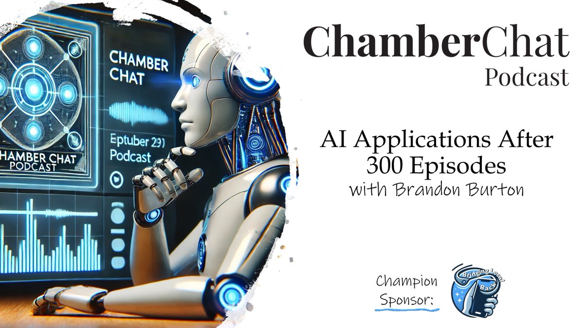 Celebrate 300 episodes with us! Dive into AI's impact on chambers:

🔹 Otter &amp; ChatGPT for transcripts &amp; social posts
🔹 AI-driven marketing campaigns
🔹 Podcast creation with Notebook LM

Tune in for top tips &amp; share with fellow chamber pros! Listen now: chamberchatpodcast.com/episode100