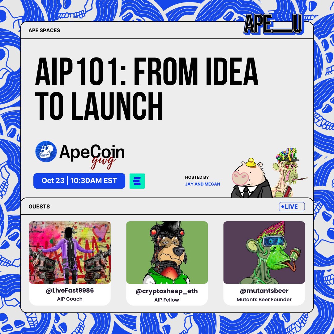 Join us on October 23rd at 10:30 AM EST for another educational GWG x OC #APE_U Spaces! We’ll dive into taking your ideas from concept to launch, covering everything from prioritization and validation to scaling and bouncing back.

Hosted by <a href="/wangzaobin/">Jay Wang</a> &amp; <a href="/meg_miao/">Megan Miao</a> with guest