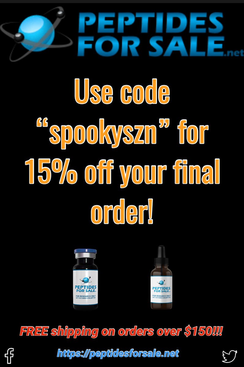 Halloween is right around the corner! Let’s all wait together in anticipation! 🎃
.
Take 15% off your final order by using the code “spookyszn” at checkout! 💰
.
Sale ends Sunday night, Oct 27th at 11:59PM EST! ⏳

peptidesforsale.net 🕸️

#USApeptides #peptide #research #USA