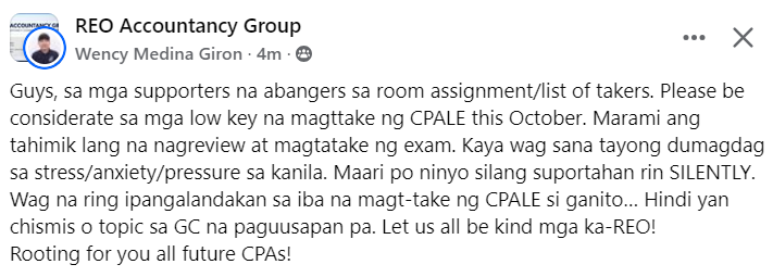 Just a gentle reminder, for those who knows someone na nagrereview at magte-take. The best thing you can do for us is by praying and supporting us silently.