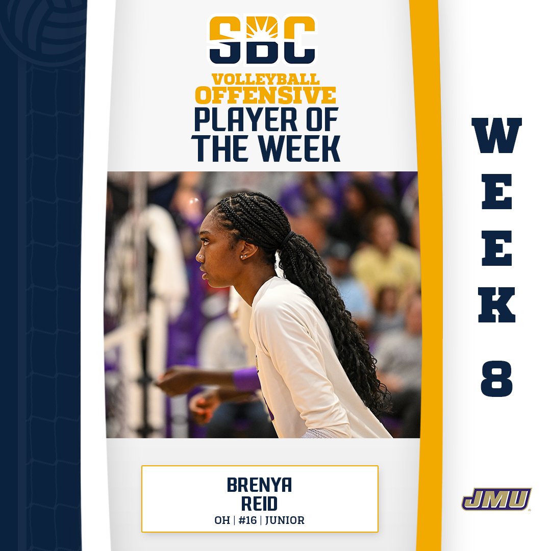 Sun Belt (@sunbelt) on Twitter photo 𝗕𝗔𝗖𝗞-𝗧𝗢-𝗕𝗔𝗖𝗞.
<a href="/JMUVolleyball/">JMU Volleyball</a>’s Brenya Reid led the league in kills per set at 5.67 and tallied 28 kills in a single match to earn her second consecutive #SunBeltVB Offensive Player of the Week honor. ☀️🏐
📰 » sunbelt.me/4dQIPtG 𝗕𝗔𝗖𝗞-𝗧𝗢-𝗕𝗔𝗖𝗞.
<a href="/JMUVolleyball/">JMU Volleyball</a>’s Brenya Reid led the league in kills per set at 5.67 and tallied 28 kills in a single match to earn her second consecutive #SunBeltVB Offensive Player of the Week honor. ☀️🏐
📰 » sunbelt.me/4dQIPtG