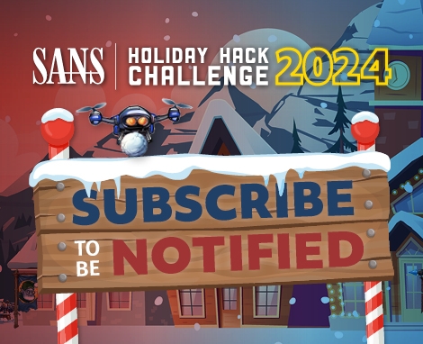 edskoudis (@edskoudis) on Twitter photo Hey folks! The <a href="/SANSInstitute/">SANS Institute</a> #HolidayHack Challenge Prologue launches Nov 7, 2024! It's a free, fun, cyber range for all skill levels. Prologue lets you verify your account, customize your avatar, & play a couple challenges. New challenges will launch Nov 7 & 18 and Dec 2. Hey folks! The <a href="/SANSInstitute/">SANS Institute</a> #HolidayHack Challenge Prologue launches Nov 7, 2024! It's a free, fun, cyber range for all skill levels. Prologue lets you verify your account, customize your avatar, & play a couple challenges. New challenges will launch Nov 7 & 18 and Dec 2.