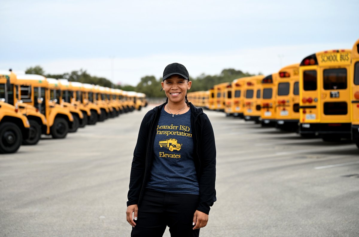 LeanderISD's tweet photo. Meet Bri Clemons-Evrin! Every day she proudly takes on the responsibility of bringing our students to school safely. A ride with her isn't just a trip, it's a commitment to our community. 🚌💙

Thanks for all you do, Bri! 👏 

#TransportationAppreciationWeek https://t.co/x5lOavwWO6