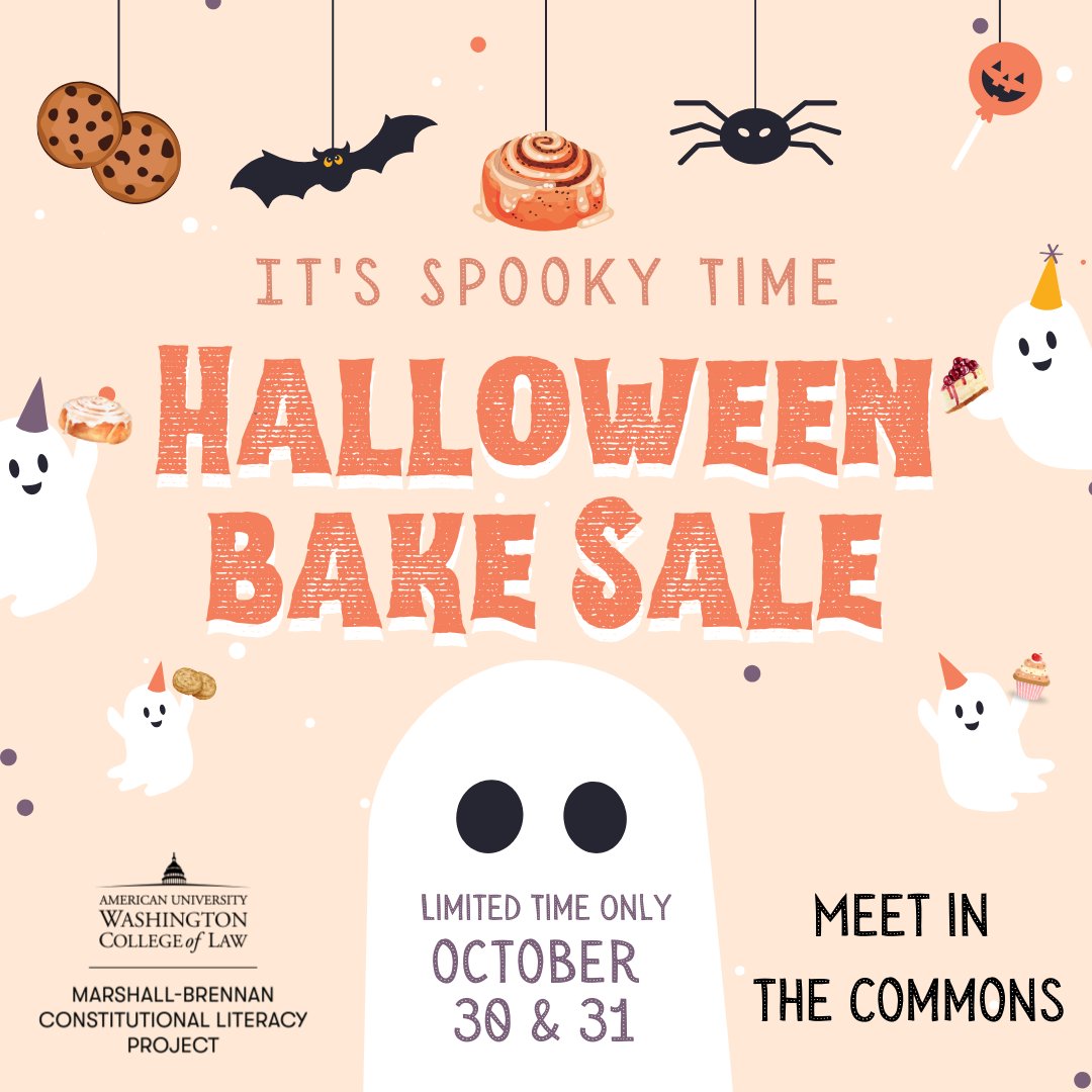 Spooky Season is here, and so is our annual Bale Sale! Stop by the Commons on October 30 and 31st for a sweet treat that will support the Marshall-Brennan Constitutional Literacy Project.🎃
