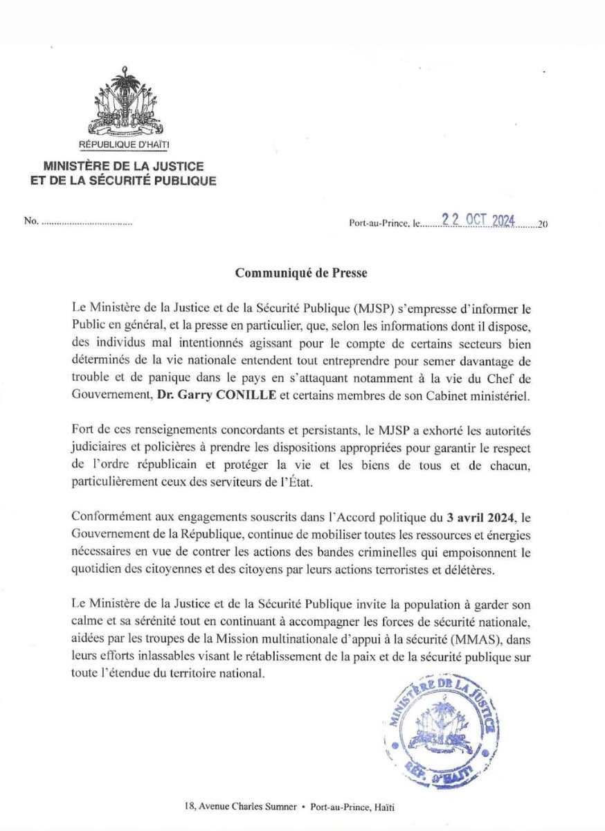 Ministère de la Justice et de la Sécurité Publique tweet media