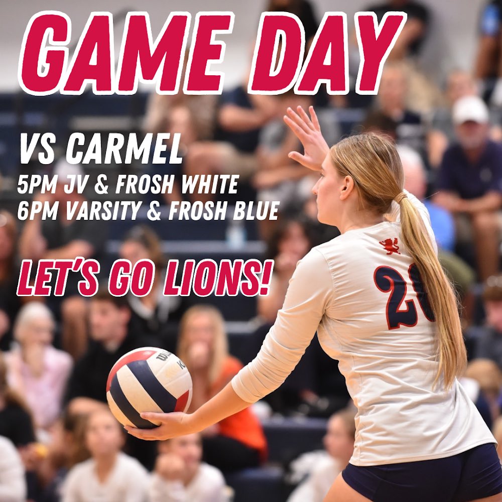 🚨 GAME DAY 🚨 

🆚 Carmel
📍 Saint Viator
⏰ JV &amp; Frosh White
⏰ Varsity &amp; Frosh Blue

Last regular season match of the year! Hope to see everyone there!

Let’s go Lions! 🦁 

<a href="/ViatorAthletics/">Saint Viator Athletics 🦁</a>
