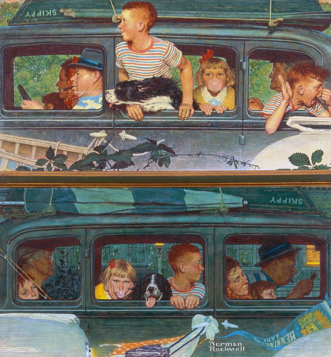 版画　ノーマンロックウェル「Vacation is Over」 ノーマン・ロックウェル （Norman Rockwell、1894-1978） 『行って帰っ