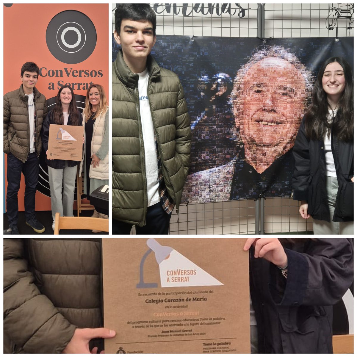 Javi González y Blanca Belde, alumnos 2º Bachillerato #CODEMA, en el encuentro "Con versos a Serrat" con Joan Manuel Serrat <a href="/fpa/">Fundación Princesa de Asturias</a> en Pola de Siero. Han musicalizado el poema de Gloria Fuertes "Pienso mesa y digo silla". Les acompañó su profe <a href="/msoniaaf/">Sonia</a>. <a href="/cmfsantiago/">Claretianos Santiago</a> <a href="/PedagogicosS/">Pedagogicos Claretianos de Santiago</a>