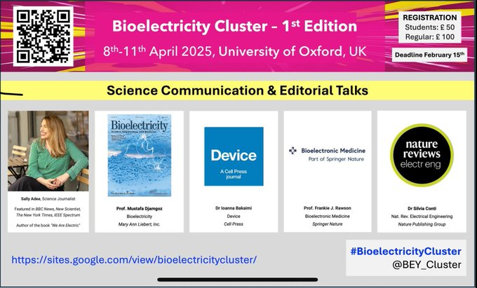 New Conference alert:  Some of our Associate Editors will be in attendance to represent the journal.  Check out the Bioelectricity Cluster Conference next April 8-11th, 2025.  Stay tuned for more announcements....#BioelectronicMedicine #BioelectricityCluster