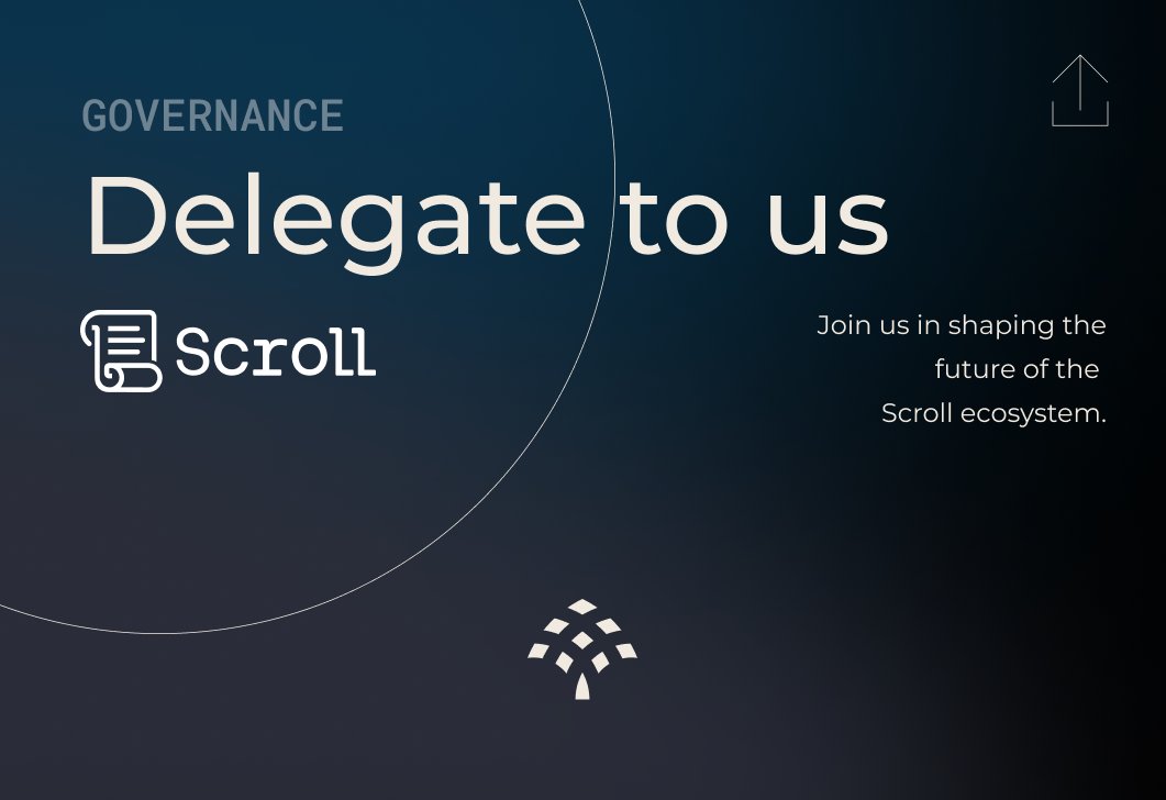We are now delegates in <a href="/Scroll_ZKP/">Scroll</a>!

📜 In our mission to empower the Web3 community, we will contribute to Scroll's path to decentralization.

We're looking forward to shaping the future of one of the leading ZK-rollups.

Delegate to us through👇
gov.scroll.io/delegates/web3…