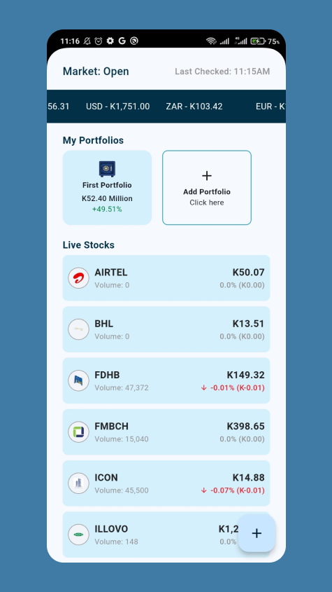 chimze_art's tweet photo. Investing in the Malawi Stock Exchange? I made an app just for you. 

Track your portfolio and stock prices with my app StockWatch. Available on Android. iOS soon come.

https://t.co/BaIIICWAKL

Retweet please! https://t.co/YT4erTGJAC