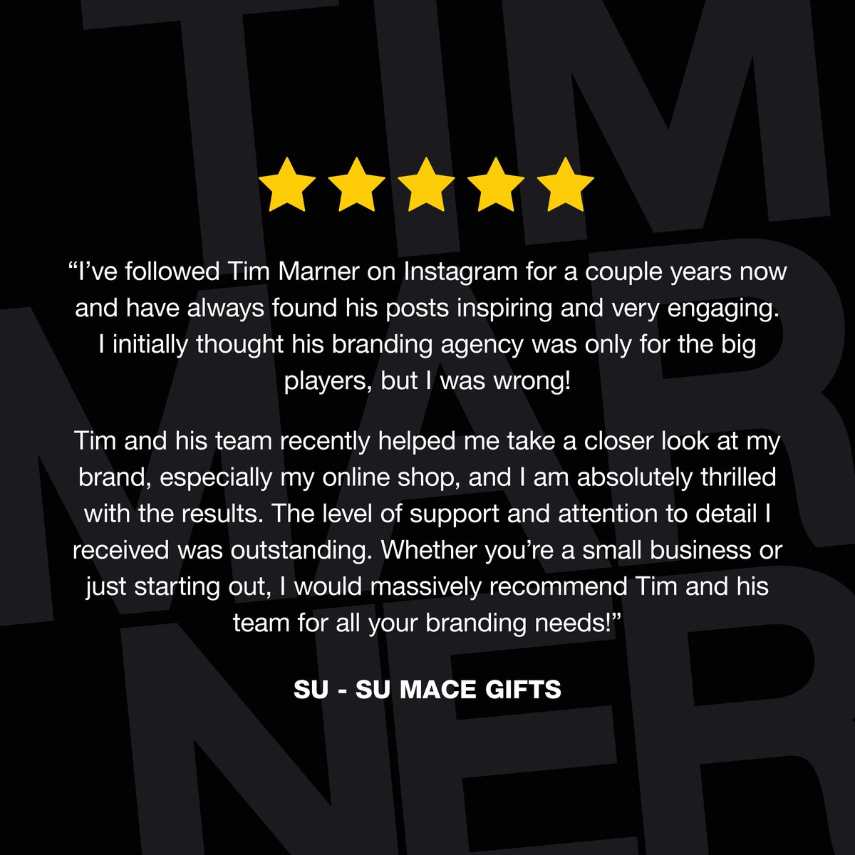 Thanks for your review, Su. We're so glad we got the opportunity to work with you and help with your online store. Can't wait to see you out there smashing it in the near future! 👊🏻

#Review #ClientReview #BrandIdentity #BusinessAdvice #Marketing