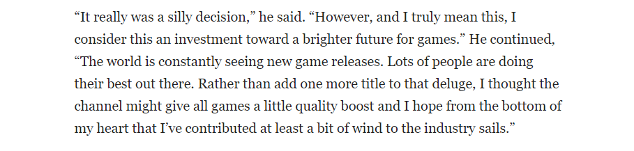 ethangach's tweet photo. Sakurai blew $630K on an educational YouTube channel as a down payment on a "brighter future" for games. https://t.co/9kXAmMiTI8 https://t.co/ZaMSH43W7G