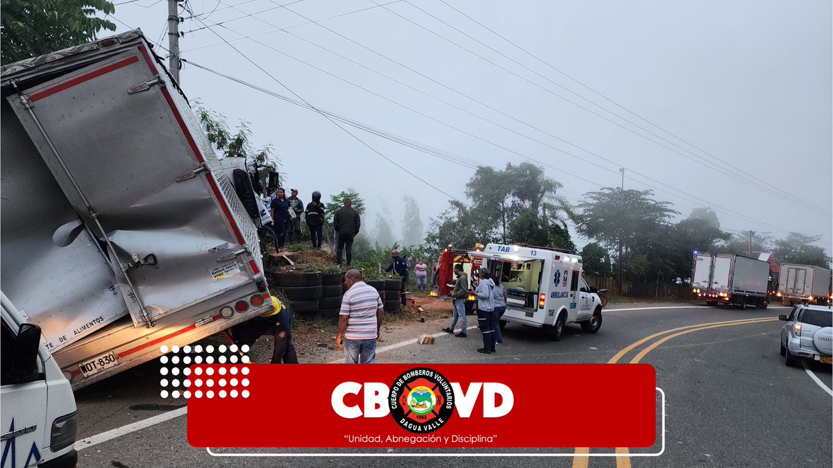 Unidades del Cuerpo de Bomberos Voluntarios Dagua realizan maniobras de rescate para la liberación de persona atrapada en siniestro vial ocurrido en la vía Cali - Loboguerrero. 
<a href="/MinInterior/">MinInterior Colombia</a> <a href="/DNBomberosCol/">Dirección Nacional de Bomberos de Colombia</a> <a href="/GestionRiesgoVa/">Gestión del Riesgo</a> <a href="/UNGRD/">UNGRD🇨🇴</a> <a href="/InviasOficial/">Invías</a>