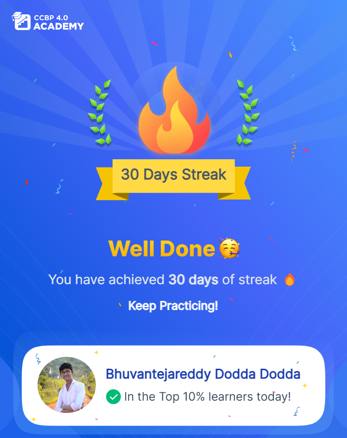 bhuvantejaredd's tweet photo. I just unlocked a new achievement 🚀 
 #NxtWave #CCBP #NxtWaveStreak 
https://t.co/39ppxRt335 #NxtWave #LearningProgress  #consistency #programming https://t.co/PHC2fAvnMF