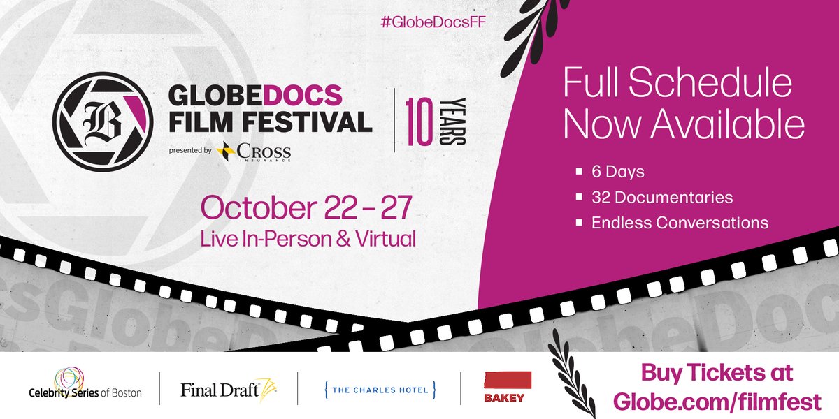 🎉Tonight is the Opening Night of #GlobeDocsFF! Join us to celebrate the 10th anniversary of GlobeDocs today through Sunday, Oct. 27 both in theaters and virtually. See the full film lineup and purchase tickets before they're sold out: trib.al/B3J7khl #GlobeEvents
