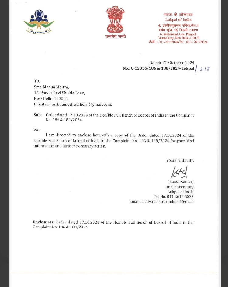 MahuaMoitra's tweet photo. So I filed my 2nd reply to Lokpal India on my Ms. Buch complaint (they’re putting burden of proof on me :-)) before Oct 17th full bench hearing &amp; this is the new delay now. In the interest of transparency: https://t.co/VvXf1Y1SVn