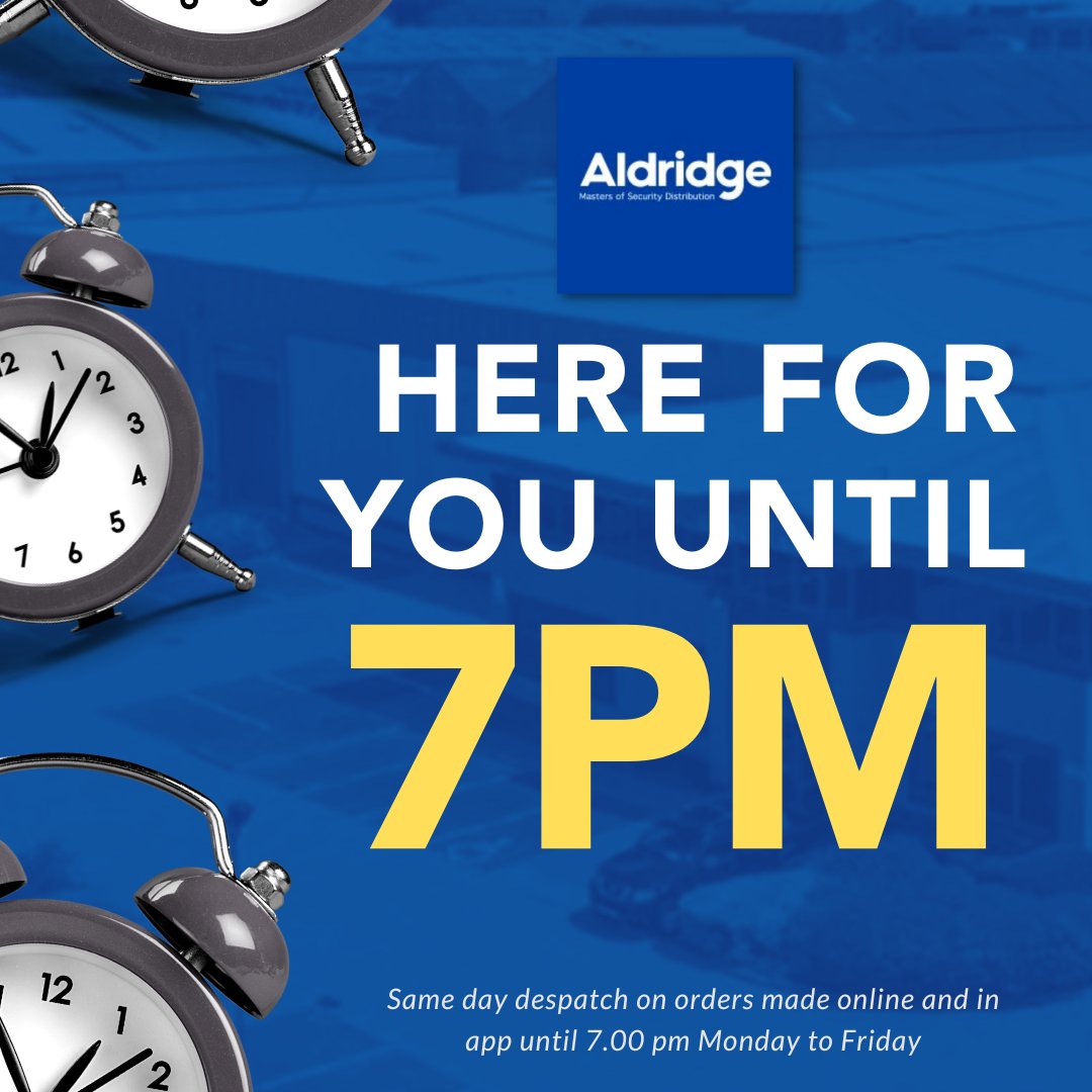 AldridgeSec's tweet image. ⏱️ We’re here for our customers until 7pm every weekday! 

Order by then, and we’ll make sure it’s on its way to you the same day. 🚛 

#SameDayShipping #LocksmithTools