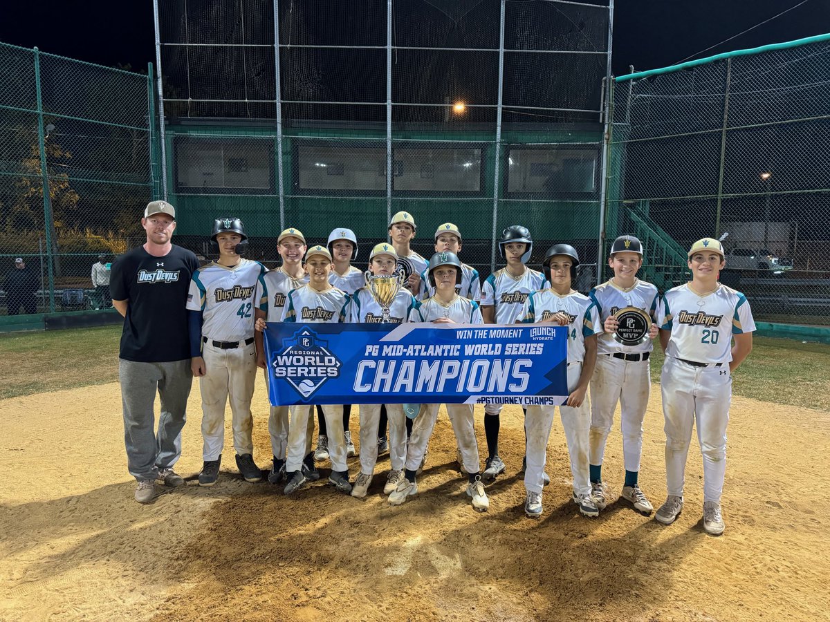 PGMidAtlantic's tweet photo. 2024 13U PG Mid Atlantic Fall Select Championship 🏆 #PGTourney 

🥇Champs: Dust Devils
🥈Finalist: North Jersey Heat

🏅MVP: Logan Crittenden- Dust Devils
🏅MVPitcher: Mason Figueroa- Dust Devils

@PG_Tourney @PGYouthBB https://t.co/z82VtYLdKC