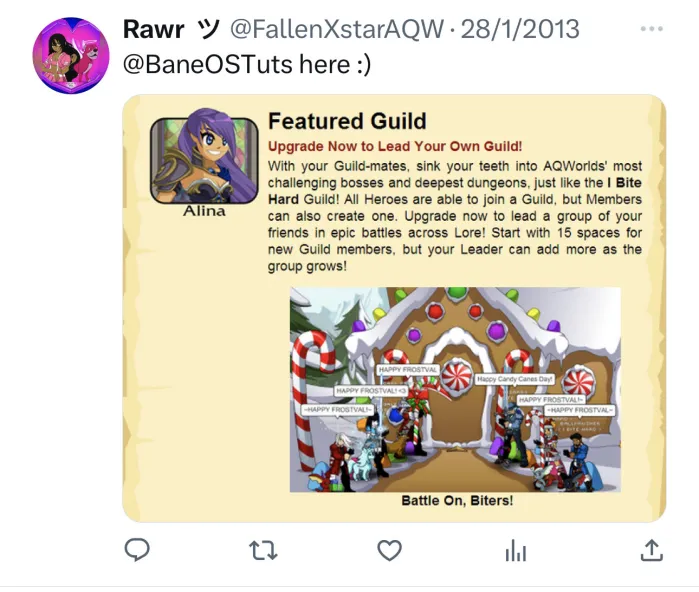 Honoured, Humbled &amp; Grateful! 🥰
Throwback to 2013! Incredible to see how far AQW has come, how much it has grown! A huge thank you to the team at AE for keeping the game running for all this time. Thank you to all our officers &amp; members, IBH wouldnt be it without you🙏🙏🙏🙏