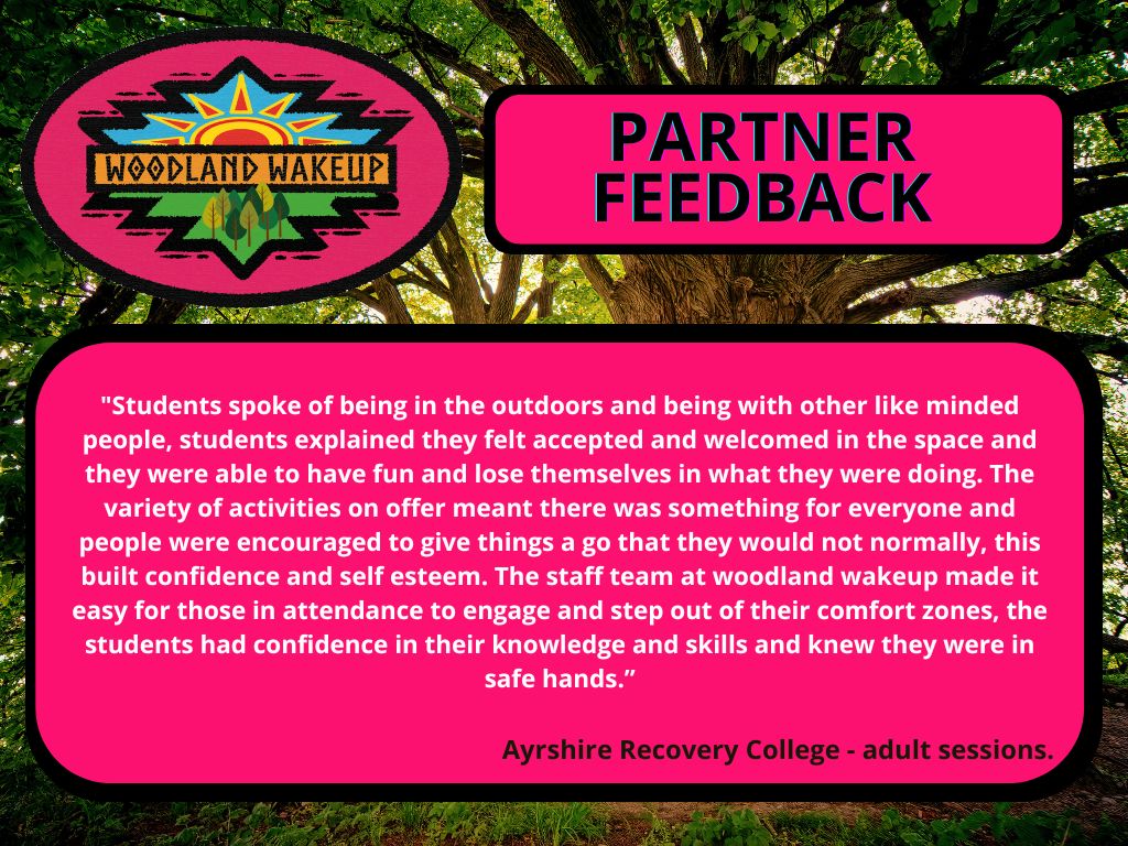 🌈🍄🌳🐾🍂
We always really enjoy working alongside <a href="/RecoveryColleg4/">RAMH North Ayrshire Wellbeing and Recovery College</a>. 💜

#ForestSchoolAdventures #NatureExploration #wellbeing #relaxation #campfire #hammocktime #chilltime #natureconnectedness #selfcare #nature #NAGreenHealth <a href="/NAHSCP/">North Ayrshire HSCP</a>
