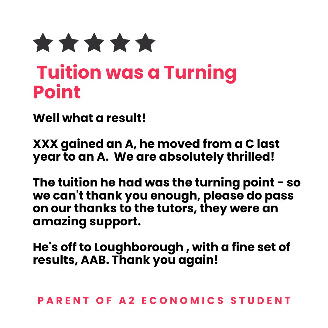 🎉 Success Story! 🎉
Our incredible Economics tutors, Cath &amp; Paul, have done an outstanding job supporting students through their A-Level Business &amp; Economics studies over the years. If you’d like to benefit from their expertise, get in touch!
#EconomicsTutors #ALevelSuccess 🌟
