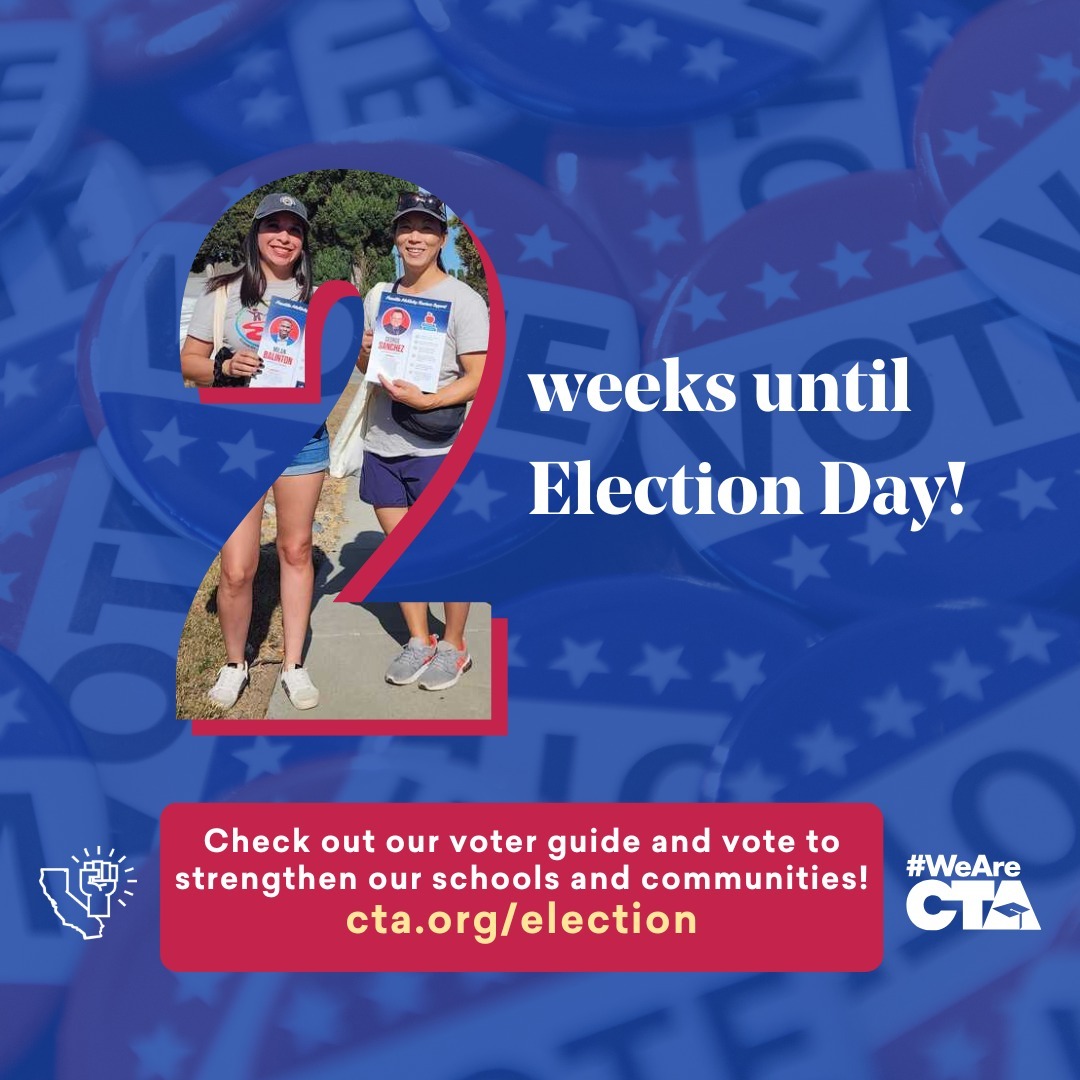 WeAreCTA's tweet photo. Let’s come together to advocate for the schools and communities our students deserve. Get your voter guide and find opportunities to get out the pro-public education vote by visiting https://t.co/70qvpsMr8S. #WeAreCTA #VotePublicEd https://t.co/b715utGBi6
