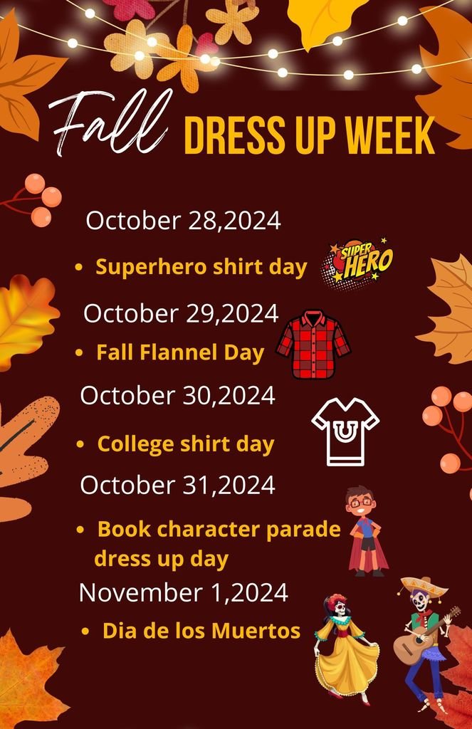 Hello Perales! Next week we are looking forward to another fun dress up week, please see attached picture!