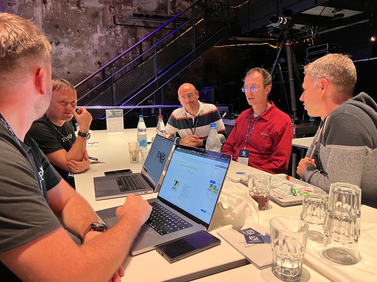 dgarciaor's tweet photo. It was a great experience to discuss this evening with the @adaptto GenAI presenters in the playground about the AEM IA applications. #adapTo2024 #NTTDATA #AdobeExperienceManager #TechnologicalInnovation #Berlin #development https://t.co/r09FIb6khT
