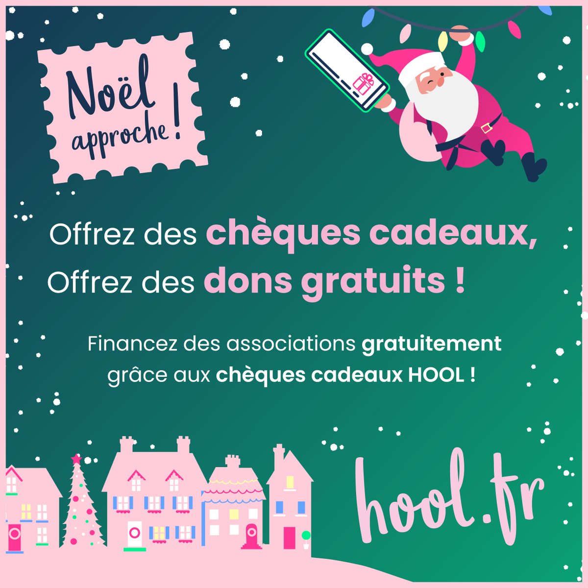 🎄 Offrez un Noël solidaire avec les chèques HOOL ! Faites un cadeau qui a du sens : vos équipes choisissent des cartes cadeaux et soutiennent gratuitement des causes qui leur tiennent à cœur. 🎁  #cse #equipe #entreprise #rse #association #associatif hool.fr