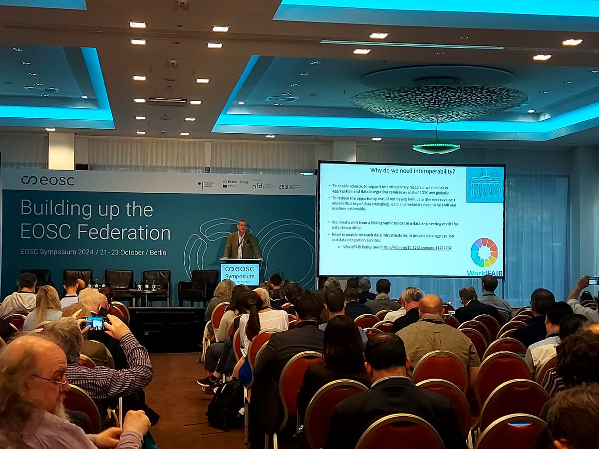 DelipaltaAlex's tweet photo. #EOSC relies on seamless access to high-quality research #data & services, with #interoperability at the centre. A much needed discussion with RDA I-ADOPT's Barbara Magagna on semantic interop & Simon Hodson on the #CDIF, a key output of the #WorldFAIR project
#EOSCSymposium2024 https://t.co/Tu7D7YHw1Y