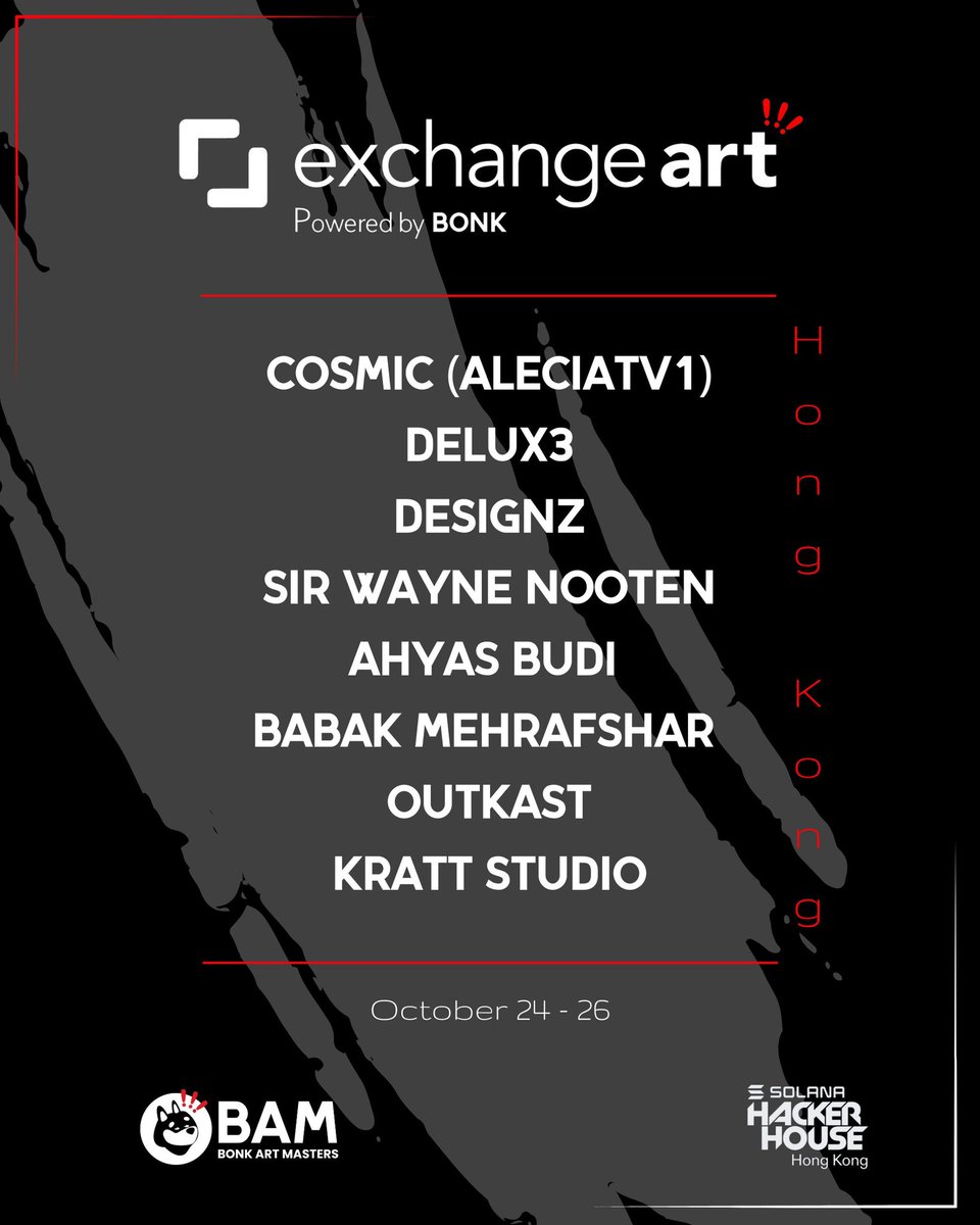 Singapore ✔️ 
NYC ✔️ 

Upcoming exhibitions:

Hong Kong - <a href="/exchgART/">Exchange Art</a> gallery powered by <a href="/bonk_inu/">BONK!!!</a> October 24th-26th for <a href="/hackerhouses/">Solana APEX and Global Community Events</a> 

Chicago - Collaboration with <a href="/linda__global/">linda.global</a> on November 8th with special guest curator <a href="/BigBrainGallery/">Big Brain Gallery</a>

Miami Art Week (Basel) - December 4th,