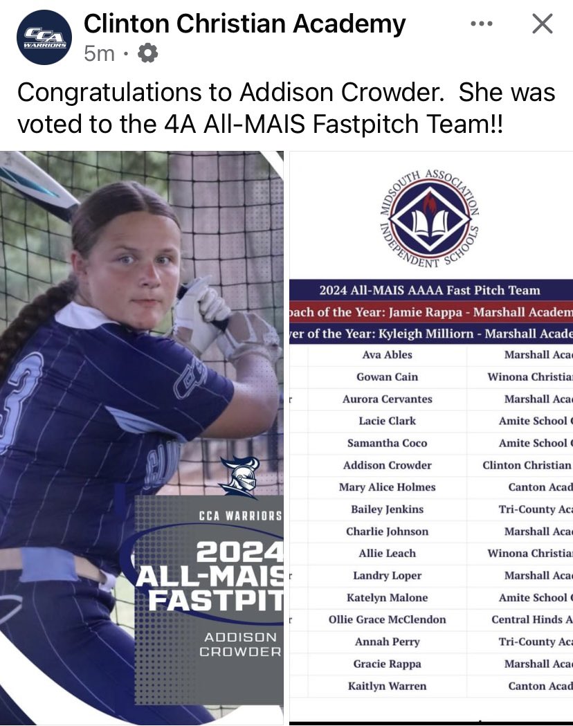 Addison Crowder (@crowder2008) on Twitter photo Truly Honored! Excited to continue and see what the future holds! <a href="/SAUSoftball/">Mulerider Softball</a> @hindscc_sb <a href="/hccsoftball/">Holmes Community College Softball</a> <a href="/PearlRiverSB/">Pearl River Softball</a> <a href="/CoLinSoftball/">Co-Lin Softball</a> <a href="/zhart18/">Zach Hart</a> <a href="/Billings4Gage/">Gage Billings</a> <a href="/coachmatthudson/">Coach Matt Hudson</a> <a href="/JC_BobcatsSB/">Jones College SB</a> <a href="/ECCCSoftball/">ECCC Softball</a> <a href="/SMCCBearsSb/">Southwest Softball</a> <a href="/EMCCathletics/">EMCC Athletics</a> @CoachMeleah Truly Honored! Excited to continue and see what the future holds! <a href="/SAUSoftball/">Mulerider Softball</a> @hindscc_sb <a href="/hccsoftball/">Holmes Community College Softball</a> <a href="/PearlRiverSB/">Pearl River Softball</a> <a href="/CoLinSoftball/">Co-Lin Softball</a> <a href="/zhart18/">Zach Hart</a> <a href="/Billings4Gage/">Gage Billings</a> <a href="/coachmatthudson/">Coach Matt Hudson</a> <a href="/JC_BobcatsSB/">Jones College SB</a> <a href="/ECCCSoftball/">ECCC Softball</a> <a href="/SMCCBearsSb/">Southwest Softball</a> <a href="/EMCCathletics/">EMCC Athletics</a> @CoachMeleah