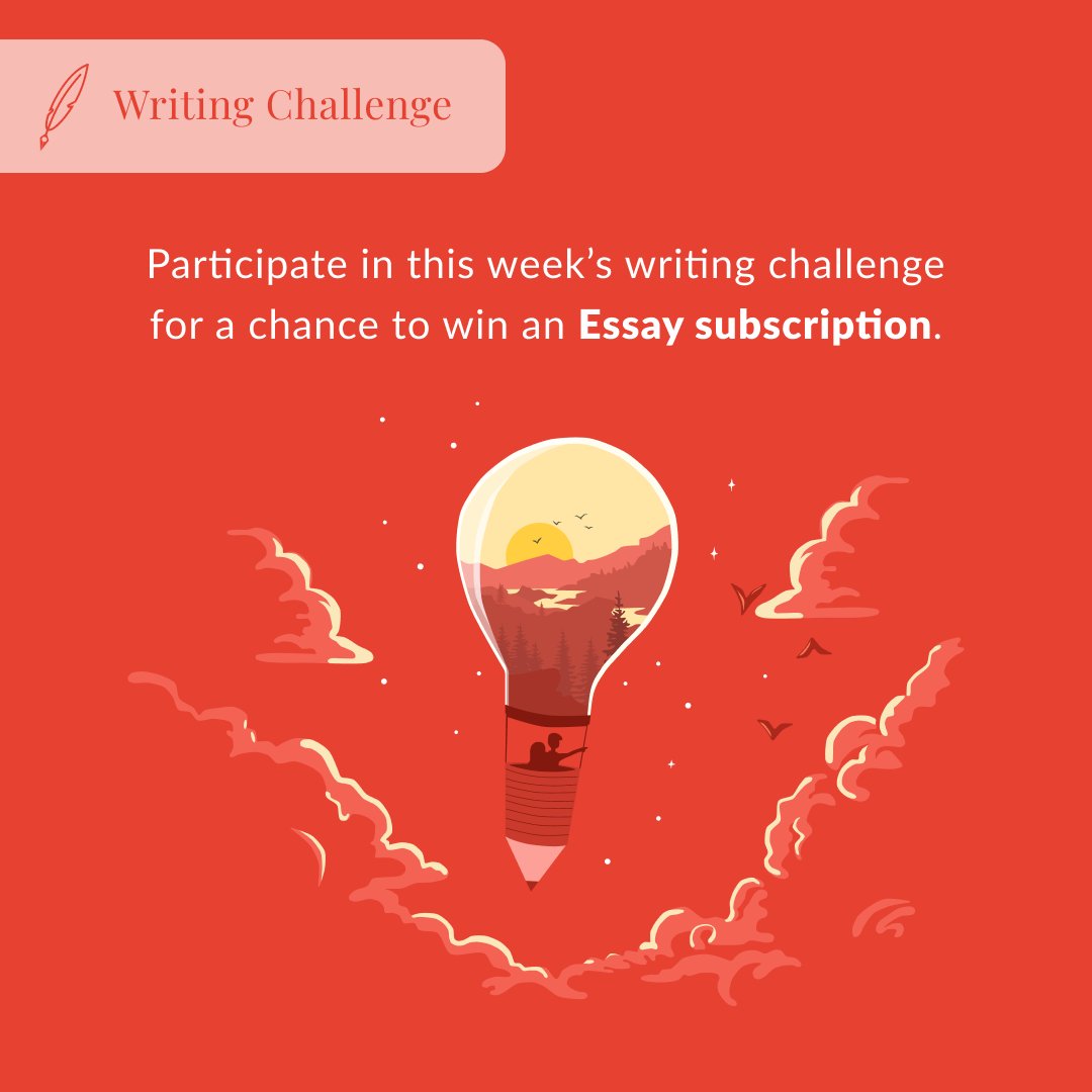 Writing Challenge ✏️

Participate in this week’s writing challenge for a chance to win an Essay subscription!

Full details: bit.ly/essay-challeng…

Deadline to enter: Sunday October 27
Winner announced: Wednesday October 30